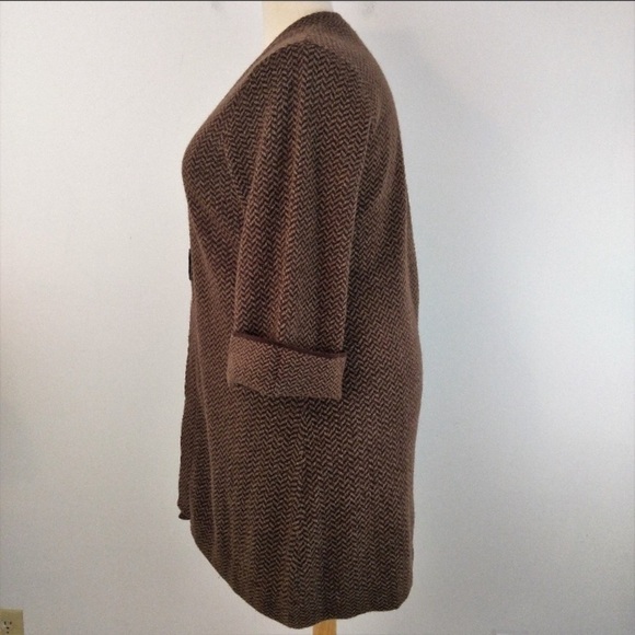 Soft Surroundings Cardigan Brown Herringbone Sz S - Picture 3 of 13